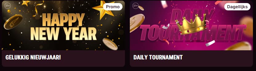 Sectie met promoties en beloningen voor casino spelers