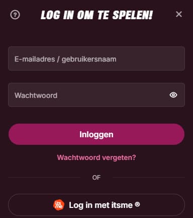 Inloggedeelte – toegang tot spelersaccount