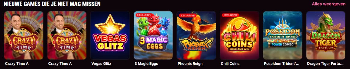 Algemene weergave van de casino spelencollectie